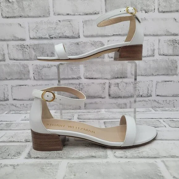 NWOB Stuart Weitzman Nudist June Ankle Strap Low Block Heel Sandals Size 7.5 - Picture 2 of 7